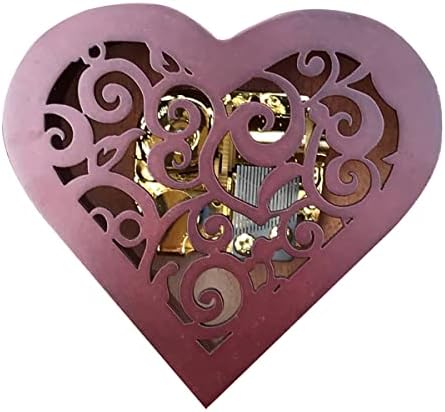 Бинкгг Плеј [Еднаш декември] Браун Вуден Холоут Музичка кутија во форма на срце со музичко движење „Санкио“