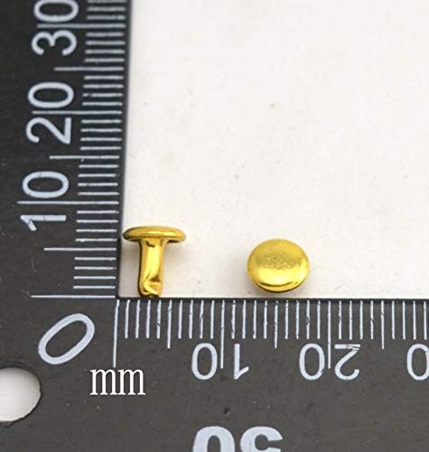 Wuuycoky Златно двојно капаче од кожени кожени метални метални метални капачиња 6мм и пост 8мм пакет од 100 комплети