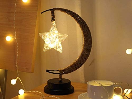Jinnwell Star Moon Moon Night Light LAMP илузија предводена табела за декорација на ламби за декорација на куќички за забава