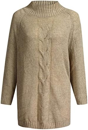 Џемпери за желки за жени со долг ракав плетен пулвер џемпер скокач врвови четвртина патенти за мажи каки