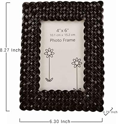 Рамка за фото -рамка со ратан со PVC филмска површина, гроздобер 4x6 фото рамка погодна за декорација на десктоп, подароци за Денот