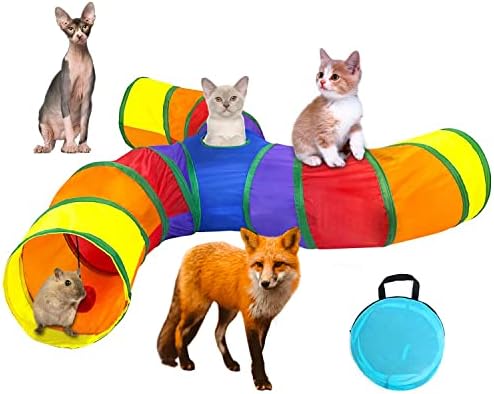 Миленичиња мачка Игра Тунел Цевка Преклопен, 3-Насочен Спортски миленичиња Тунел Со Интерактивна Топка Затворен И Надворешен, Играчки за миленичиња
