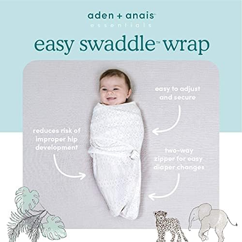 Aden + Anais Бебе момче најважни работи лесно завиткање, памучно плетено новороденче, 6 пакувања, дино-рама и трепкање, 0-3 месеци