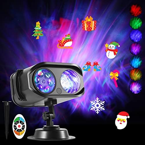Божиќни проектори Светла, oyојкабин 6-во-1 Аурора Модели на движење LED светла, водоотпорен пејзажен пејзаж светло со тајмер за далечински управувач