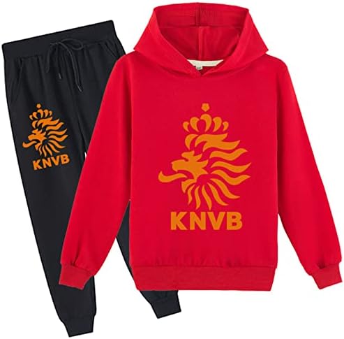 Онотек Детска Кралска холандска фудбалска асоцијација Худи-романисти обични долги ракави со аспиратор и панталони за џогирање на панталони