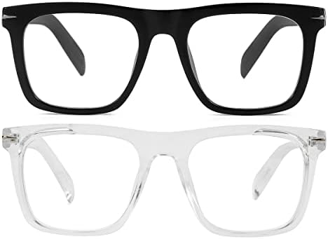Nidovix Трендовски квадратни сини очила за блокирање на светлина за мажи, модна рамка за компјутерски чаши што не се на рецепт