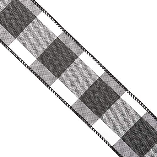 Reliant Ribbon црно/бело џамбо проверете жичен раб лента, 2-1/2 инчи x 25 јарди, црно/бело