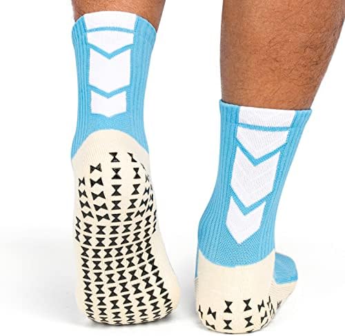 Зафаќање чорапи Фудбалски влошки за анти -лизгање Не -лизгачки/лизгачки фудбалски чорапи за фудбалски кошаркарски спортови, 3 пара