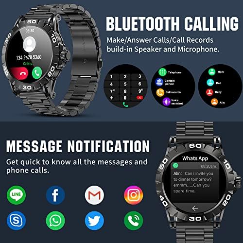 Ефолен Паметни Часовници За Мажи, 1.39 Bluetooth SmartWatch За Android и iPhone, IP67 Водоотпорен Надворешен Фитнес Тракер Со Отчукувањата