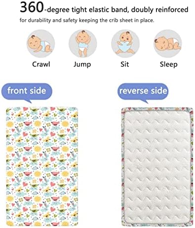 Расадник тематски опремени мини чаршафи за креветчиња, преносни мини креветчиња за креветчиња за деца со постелнина за душеци за момчиња или расадник, 24 „x38“, пове