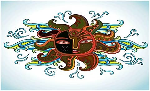 Зачудувачки држач за четкичка за заби на Ацтеките, етничка сончева фигура со лице и кадрави зраци апстрактно утро, декоративен разноврсен