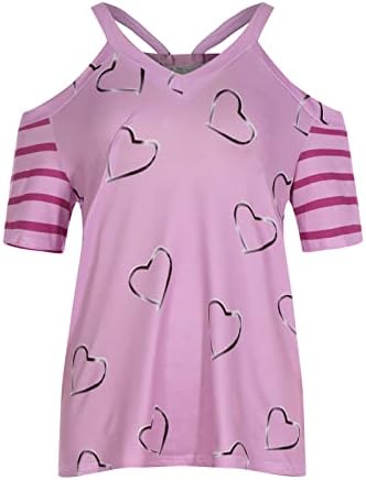 Есен лето врвни девојки 2023 облека краток ракав vneck графичка loveубов со шарена маица за жени FG FG