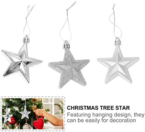 Орнаменти на новогодишни елки на Bestвездата на Bestportble, 18 парчиња сребрена starвезда што виси украси- сјајни starsвезди што висат украси за занаетчиски занаетчиски занае?