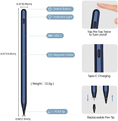 Молив за игла за iPad 10-та Генерација Со Магнетски Дизајн Чувствителен На Навалување Компатибилен со 2018 година И Подоцна Модел