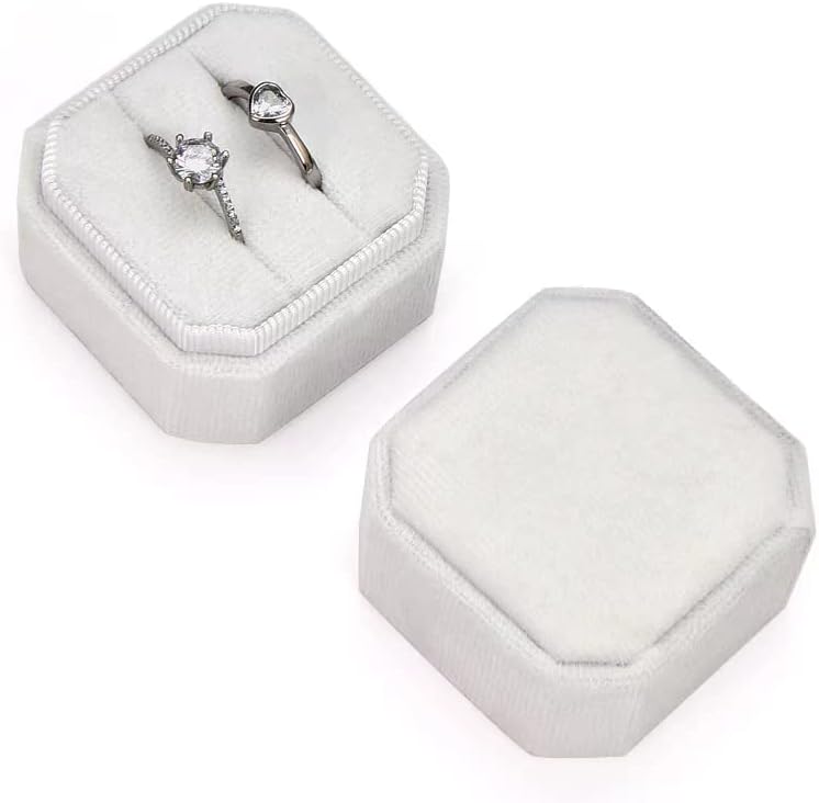 Никгор Кадифе прстен кутија двојни слотови, подарок за предлози за ангажман и фотографии од свадбени бендови - кутии за прстен