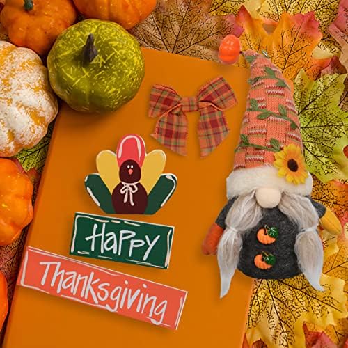 Денот на благодарноста на благодарноста на послужавник за дома, 5 пакувања со големи димензии дрвени Денот на благодарноста мисирка, блокови