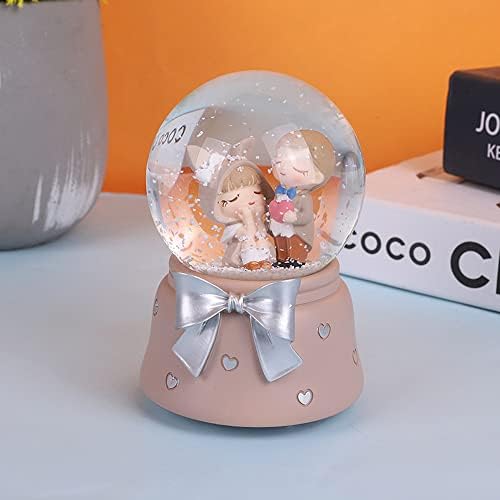 Симпатична душичка Музички снежен глобус, 80мм Вода Глобус музичка кутија со LED светла за промена на бојата, Божиќен роденденски подарок за