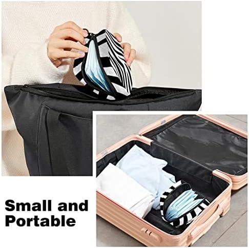 Црно -бело зебра печати санитарна торби за складирање на салфетки менструални чаши торбички за медицинска сестра подлога за тампон