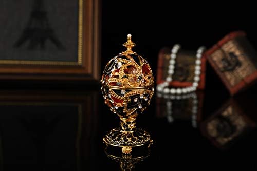 Qifu Faberge Egg Style Decorative Anyameled Trinket Box со шарки, класични руски колекционери, уникатен подарок за велигденски ден