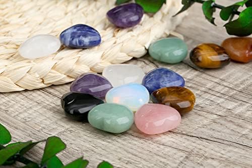 Zhiyuxi 8pcs Кристали за заздравување на срцето 1 „Loveубовни скапоцени камења природен реики камен најголемиот дел и опсидијански