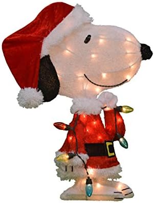 ПРОИЗВОДНИЦИ 24 Пред-осветлени кикирики Снупи со влакно на светла Божиќна празничка дворска уметничка декорација, 35 светла