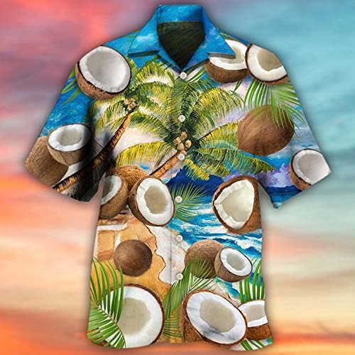 Машки кошули на Хаваи надолу 2023 година 3Д печатење мода за машка машка кошула со кратки ракави со цвеќиња од цветна алоха