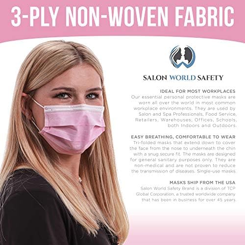 TCP Глобален салон Светска безбедност - Пинк маски за лице 40 кутии за дишење за еднократна употреба 3 -пар заштитна PPE со нос