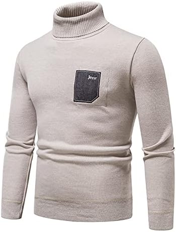Dudubaby плус џемпер со големина за мажи есенски зимски обичен долг ракав со цврста боја пулвер џемпери врвови