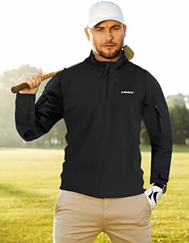 Машки UPF50+ 1/4 поштенски кошули четвртина-зип пулвер со долг ракав на отворено тренингот голф пешачење атлетски врвови џемпери