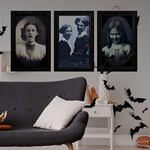 HLARTNET HALLOWEEN SLOCKY слики - застрашувачки рамки за слики за Ноќта на вештерките Декорации Wallид декор 3Д Промена