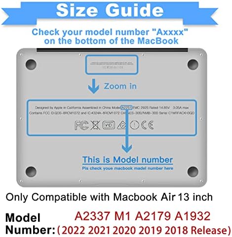 G JGOO компатибилен со MacBook Air 13 Inch Case 2021 2020 2019 2018 Објавување M1 A2337 A2179 A1932, Тенок мат пластичен тврд школка кутија