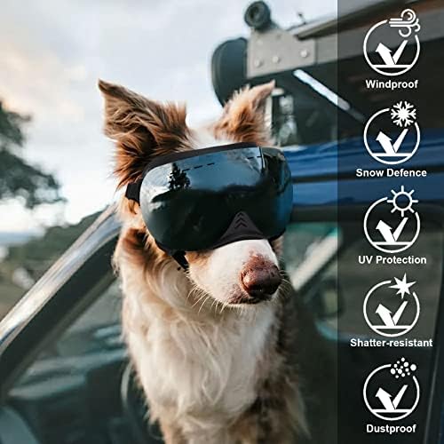 Очила за кучиња, очила за сонце на кучиња со кучиња со магнетни леќи и заменливи леќи, УВ заштита, заштита на ветер, заштита од прашина и заштита