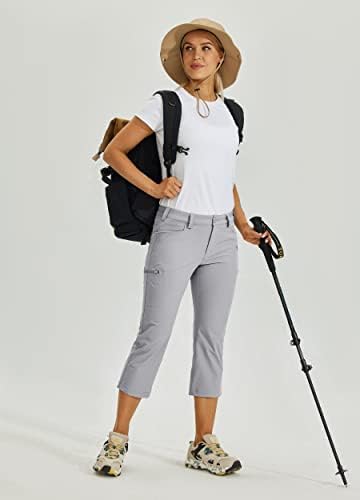 Вилит женски голф пешачење каприс панталони со џебови брзо суво лесни обични панталони отпорни на вода