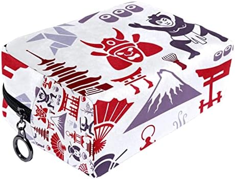 Мала Торба За Шминка, Патент Торбичка Патување Козметички Организатор За Жени и Девојки, Јапонски Модел Ретро Црвено Сиво