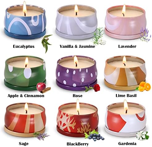 Божиќни миризливи свеќи за подароци за жени, ароматерапија свеќа за домашни мириси, 2,2oz восок од соја преносен туристички калај тегла свеќи