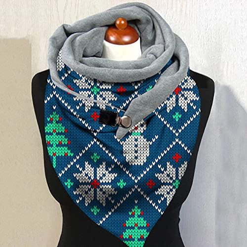 Женски Божиќно копче за печатење на шамија, мека завиткана топли марами шал шал шал шал