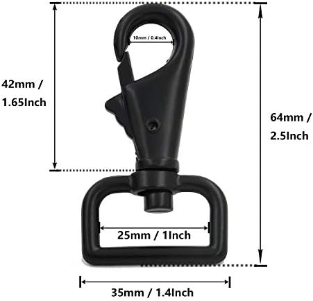 Bikicoco 1 '' Swivel Trigger Tilt & Bump Thumb Knob Bollt Snap Hook Lobster Clasp for Cog Leash Culle, Webbing, Gunmetal - Пакет од 10