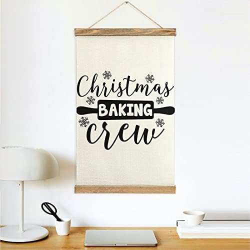 Позитивна изрека Рамка за закачалка од дрво постер Библијата Цитати Божиќна екипа за печење 13x20in дрвена рамка платно постери Нова Година подарок