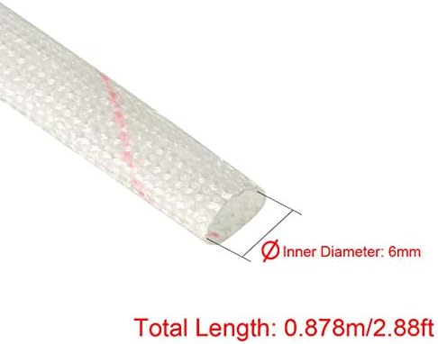 uxcell фиберглас топлински штит за топлински штит 6мм ID x 2,88ft Прилагодлив PVC силиконски фиберглас цевка за ракав