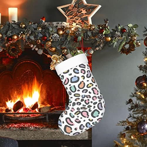 Аугенски Божиќни чорапи со пастелно виножито леопард двостран камин што виси чорапи
