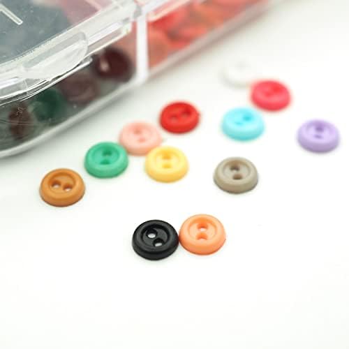 Wiosny 300pcs мали пластични копчиња 4мм 2 дупка мини смола тркалезно копче за кукли Додатоци за шиење на облека DIY рака за шиење