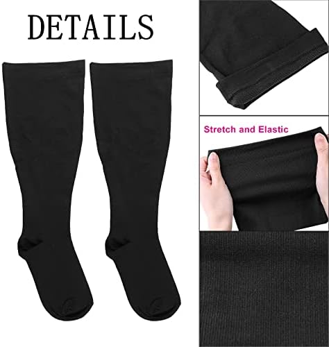 Зингсо широки чорапи за компресија за жени, 2 пара плус големина дополнителна голема големина Поддршка чорапи чорапи го намалува отокот