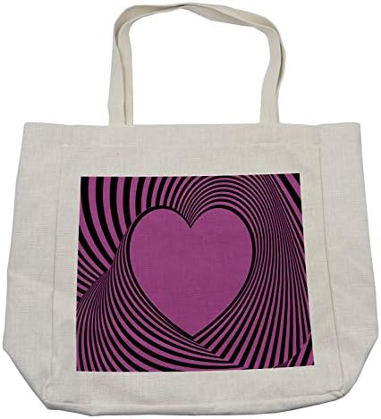 Ambesonne Pink Zebra торба за шопинг, форма на срце со вртења на линии Среќа Loveубовта Loveубов на вinesубените Ден на теми