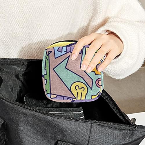 Оријукан санитарна торба за складирање на салфетка, торба за преносен период за жени девојки менструална чаша торбичка, апстрактна геометриска