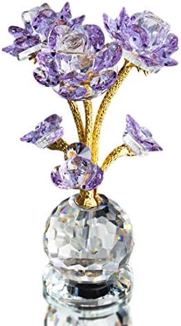 H&D Hyaline & Dora Crystal Purple Rose со основен декор за кристална годишнина, романтични подароци за нејзината сопруга Божиќниот Денот на