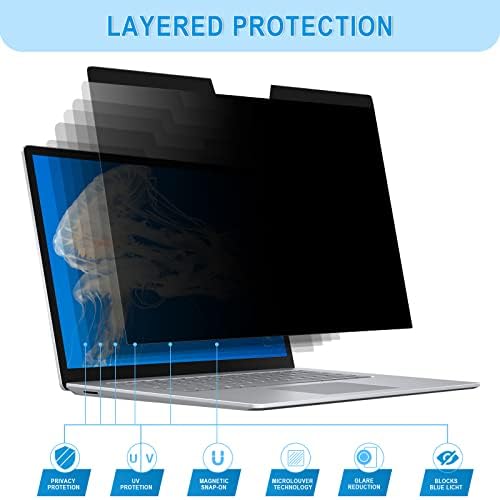 Екран за магнетна приватност 13.3 инчен филтер за лаптоп за 16: 9 дисплеј со широк екран компатибилен со HP/Dell/Acer/Asus/Samsung/Lenovo