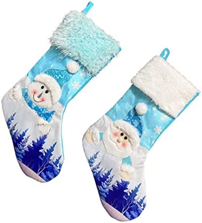 Solustre 2pcs камин сино фаворизира дрво со чорапи Декоративни подароци Божиќ бонбони украси приврзоци приврзоци за порибување на одмор firepalce