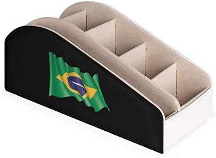 Држач за далечински управувач со знаме на Бразил со 6 оддели PU кожа далечински организатор за складирање за домашна канцеларија за домашна