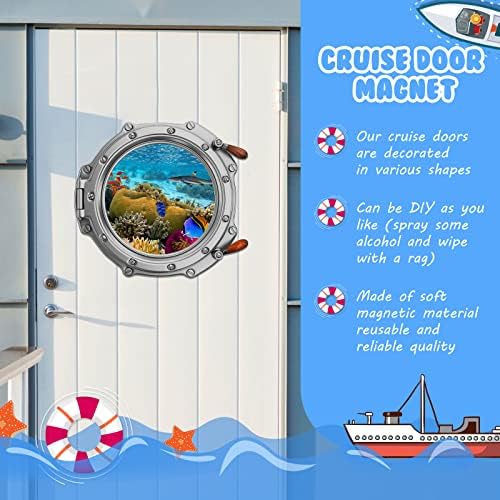2 парчиња украси за крстарење врата магнетна портола крстарење врата магнети 9.2inch делфин желка крстаречка врата декор за карневалски