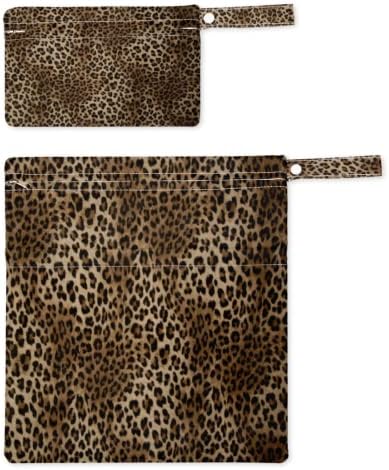 2 парчиња Водоотпорна Влажна Сува Торба Мода Леопард Тигар Кожа Еднократно Перење Бебешка Ткаенина Пелена Торба Со Два Џебови Со